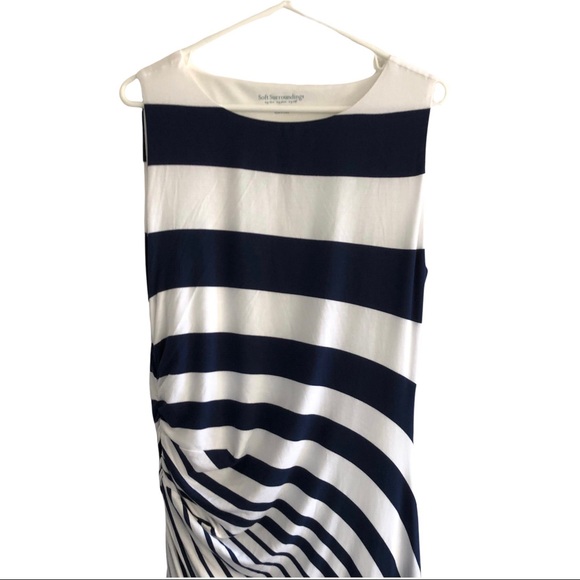 Soft Surroundings Here to Infinity Navy White striped Maxi Dress Sz M - Picture 4 of 10